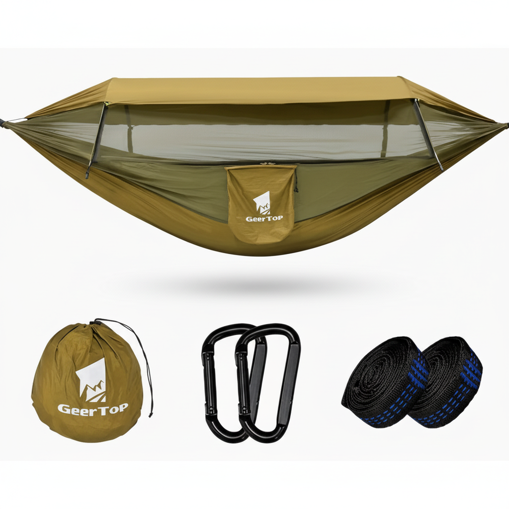 Premium camping hammock with mosquito net