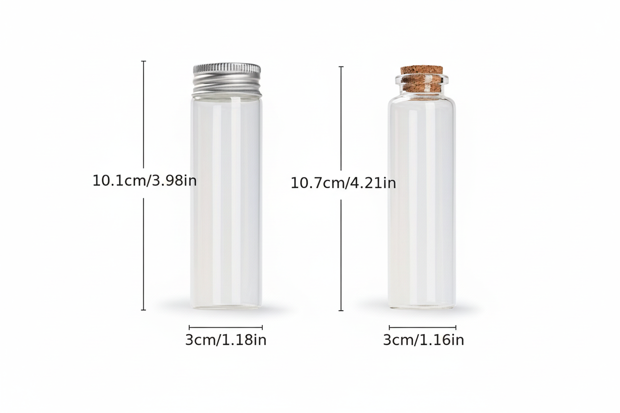 Premium spice bottles with dimensions